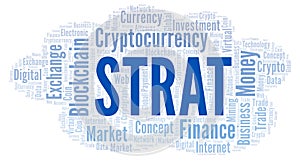 Strat or Stratis cryptocurrency coin word cloud. photo