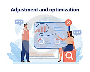 Strategic Adjustment and Optimization. A vivid vector illustration displaying.