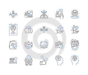 Strategic alliances line icons collection. ollaboration, Partnership, Synergy, Synergies, Joint-Venture, Synergistic