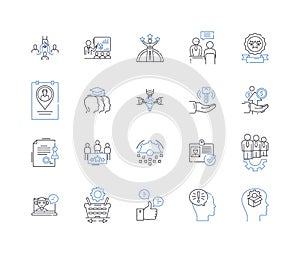 Strategic alliances line icons collection. ollaboration, Partnership, Synergy, Synergies, Joint-Venture, Synergistic photo