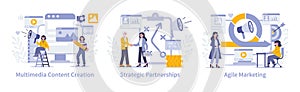 Strategic approaches in marketing concept. Vector illustration photo