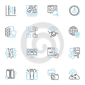 Strategic business linear icons set. Planning, Analysis, Decision-making, Innovation, Leadership, Organization photo