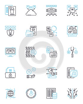 Strategic business linear icons set. Planning, Analysis, Decision-making, Innovation, Leadership, Organization photo
