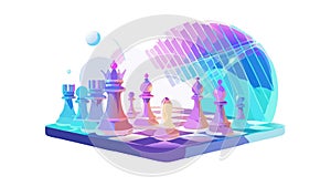 Strategic chess game icon, logical thinking and complex problem solving, vector design Generative AI
