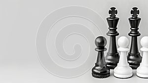 Strategic chess pawns banner symbolizing challenge, critical decisions, and smart moves