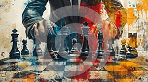 Strategic Management Decisions Hands of businessman moving on a chess board