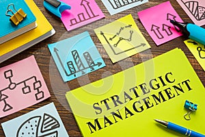 Strategic management plan with memo sticks.