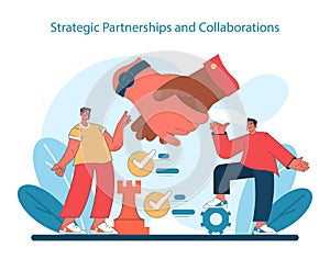 Strategic Partnerships and Collaborations concept. Building strong alliances