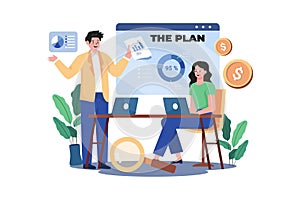 Strategic Planning Illustration concept. A flat illustration isolated on white background