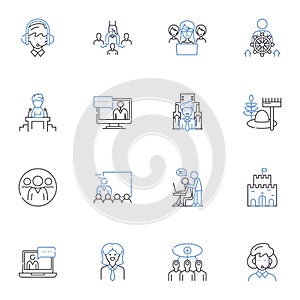 Strategic planning line icons collection. Forecasting, Vision, Analysis, Goals, Actionable, Alignment, Step-by-step photo