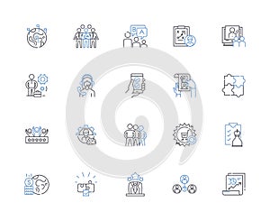 Strategic planning line icons collection. Planning, Strategy, Management, Analysis, Forecasting, Leadership, Alignment