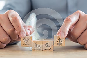 SWOT analysis visual for business strategy planning.