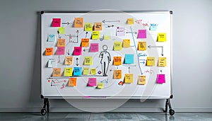 Strategic Planning on a Whiteboard with Sticky Notes