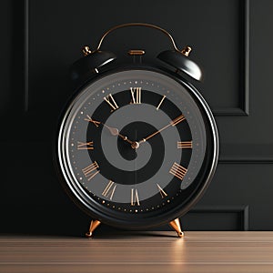 Strategic time management Black clock, effective business planning, organization success