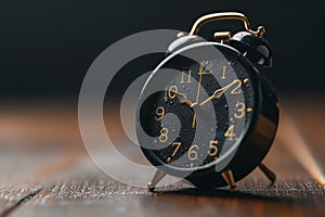 Strategic time management Black clock, effective business planning, organization success