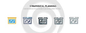 Strategical planning icon in different style vector illustration. two colored and black strategical planning vector icons designed photo