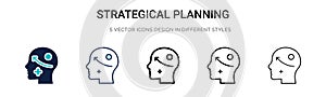 Strategical planning icon in filled, thin line, outline and stroke style. Vector illustration of two colored and black strategical photo