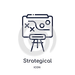 strategical planning icon from startup stategy and success outline collection. Thin line strategical planning icon isolated on photo