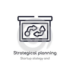 strategical planning outline icon. isolated line vector illustration from startup stategy and collection. editable thin stroke photo