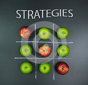 Strategies concept with tic tac toe game