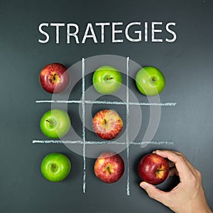 Strategies concept with tic tac toe game