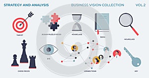 Strategy and analysis for effective and smart business vision tiny collection