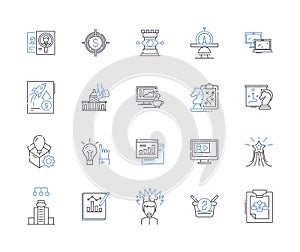 Strategy and brainstorming outline icons collection. Strategy, Brainstorming, Planning, Analyzing, Conceptualizing