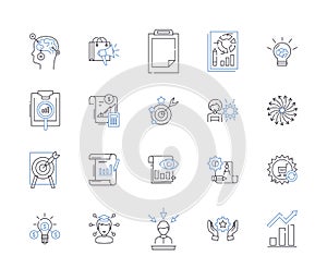 Strategy and brainstorming outline icons collection. Strategy, Brainstorming, Planning, Analyzing, Conceptualizing