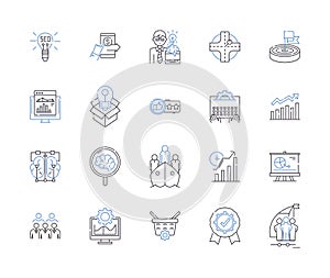 Strategy and brainstorming outline icons collection. Strategy, Brainstorming, Planning, Analyzing, Conceptualizing