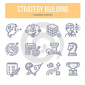 Strategy Building Doodle Icons photo