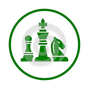 Strategy, chess, game icon. Green vector sketch