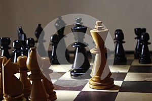 Strategy chess game, the king fight on board