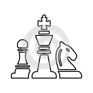 Strategy, chess, game outline icon. Line art sketch