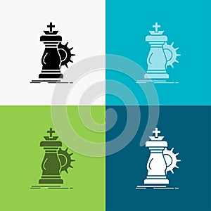 strategy, chess, horse, knight, success Icon Over Various Background. glyph style design, designed for web and app. Eps 10 vector