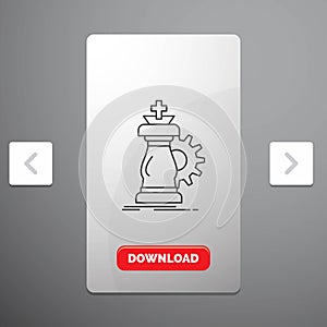 strategy, chess, horse, knight, success Line Icon in Carousal Pagination Slider Design & Red Download Button