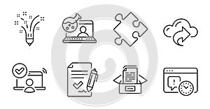 Strategy, Cloud share and Inspiration icons set. Documents box, Online access and Project deadline signs. Vector