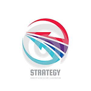 Strategy - concept business logo template vector illustration. Development creative sign. Abstract arrow in circle shape.