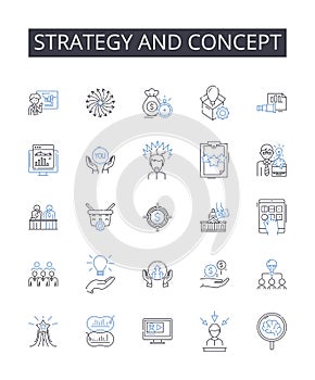 Strategy and concept line icons collection. Unity, Solidarity, Collaboration, Alliance, Partnership, Accord, Harmony