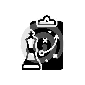 Black solid icon for Strategy, chess and brain