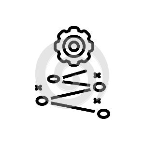 Black line icon for Strategy, setting and action