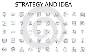 Strategy and idea line icons collection. Development, Advancement, Growth, Enhancement, Upward, Betterment, Progress