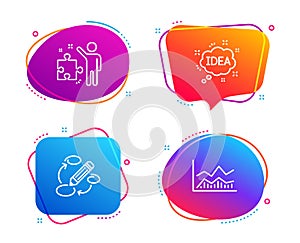 Strategy, Keywords and Idea icons set. Trade infochart sign. Vector