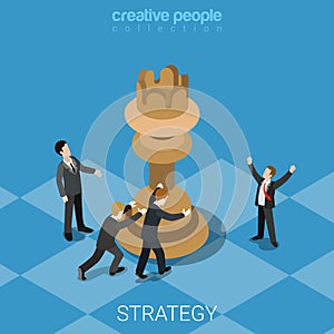 Strategy knight move business chess queen flat vector isometric