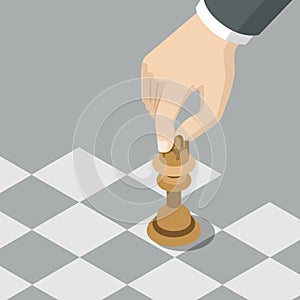 Strategy knight move chess business flat vector isometric 3d