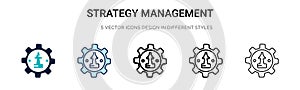 Strategy management icon in filled, thin line, outline and stroke style. Vector illustration of two colored and black strategy