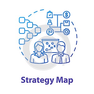 Strategy map concept icon. Career in marketing. Entrepreneurship, startup. Teamwork on project. Business planning idea