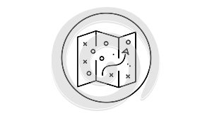 Strategy Map and Navigation Plan Line Icon