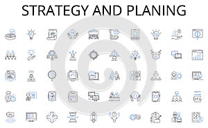 Strategy and planing line icons collection. Independence, Liberty, Autonomy, Sovereignty, Self-rule, Free will