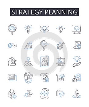 Strategy planning line icons collection. Archetypes, Individuation, Shadow, Collective unconscious, Self-discovery