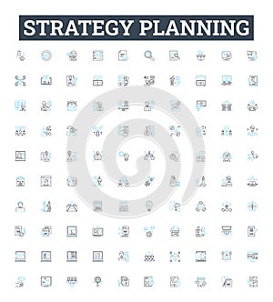 strategy planning vector line icons set. Strategy, Planning, Strategy-Planning, Planning-Strategy, Formulating photo